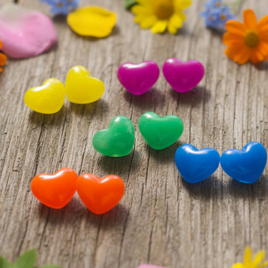 14mm Fluorescent Heart Earrings