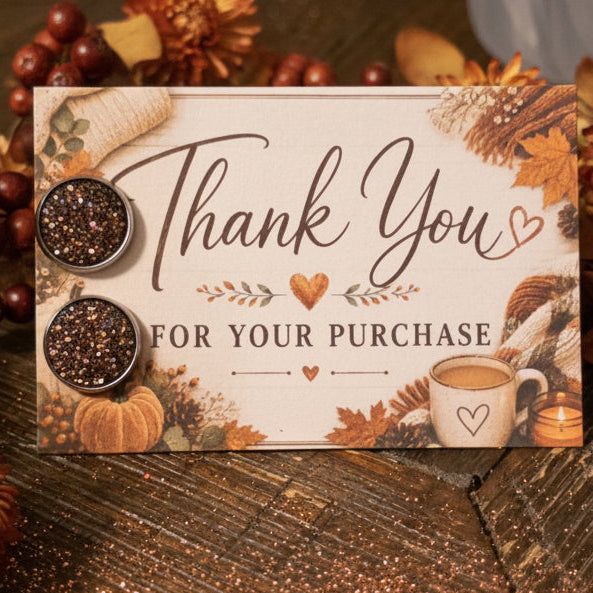 Thank You for Your Purchase Fall Card with 14mm Copper Imitation Druzy Earrings