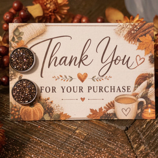 Thank You for Your Purchase Fall Card with 14mm Copper Imitation Druzy Earrings