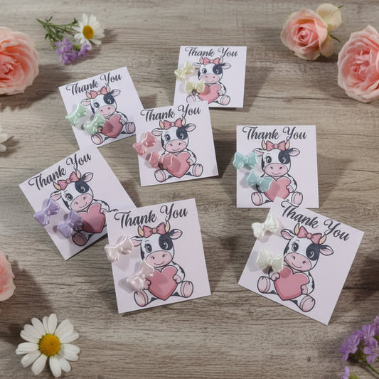 Cow Thank You Card with Bow Earrings