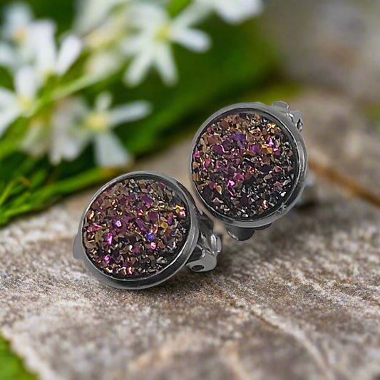 Copper Imitation Druzy CLIP-ON Earrings (14mm)